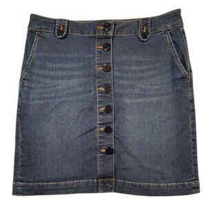 Talbots Petite Denim Skirt with Anchor Buttons – Size 12P – Medium Wash